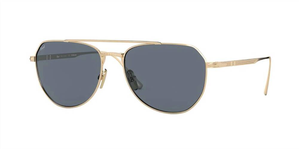 NEW PERSOL unisex 0po5003st 8002p1 polarized sunglasses in gold navy blue lens